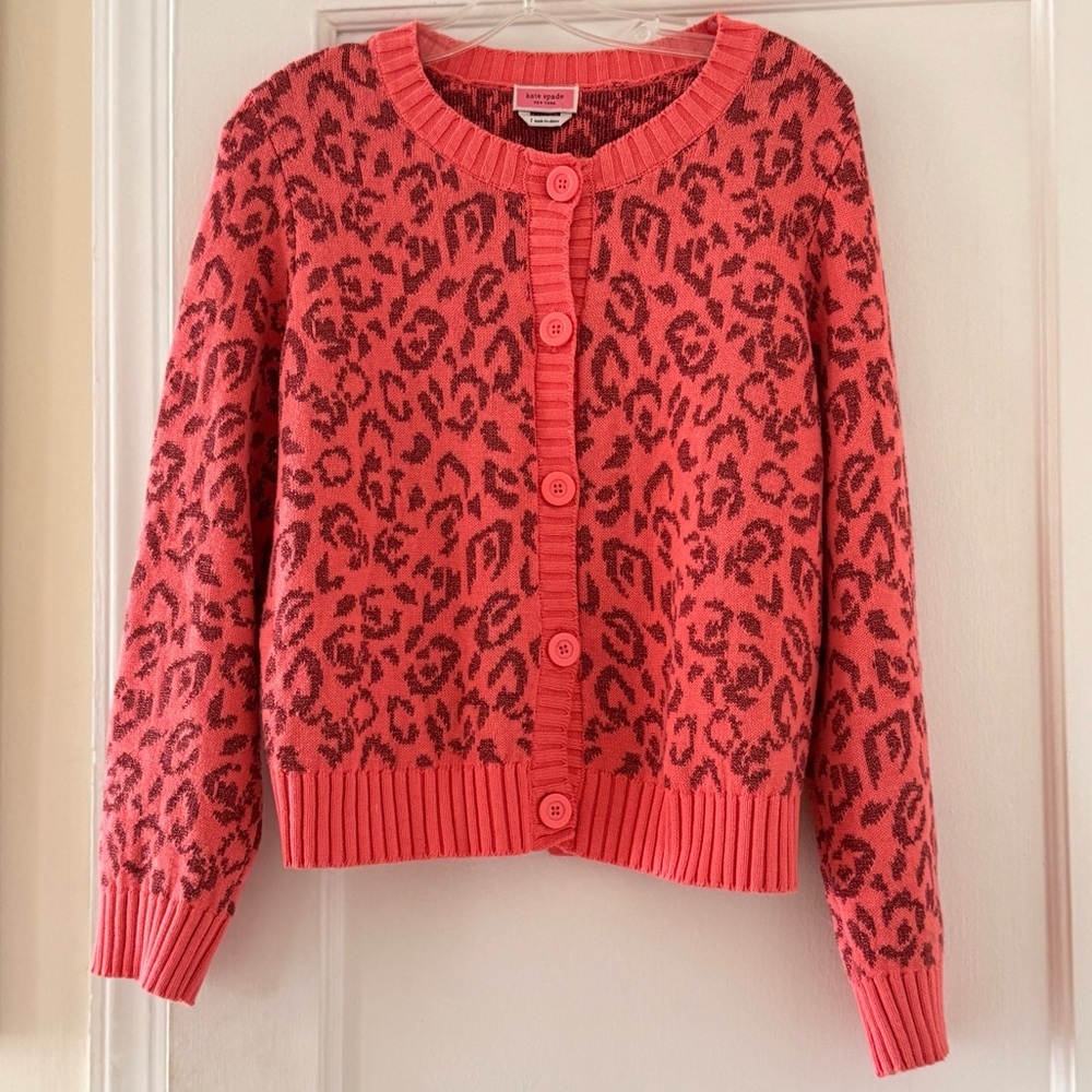 Kate Spade Leopard Print Cardigan Preppy Barbiecore